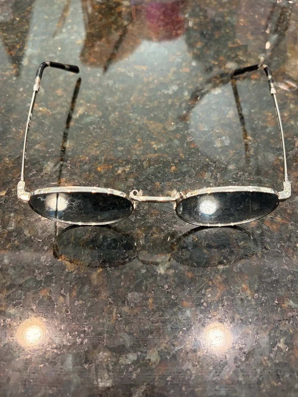 Ray-Ban Silver Frame Sunglasses with Blue Gradient Lenses